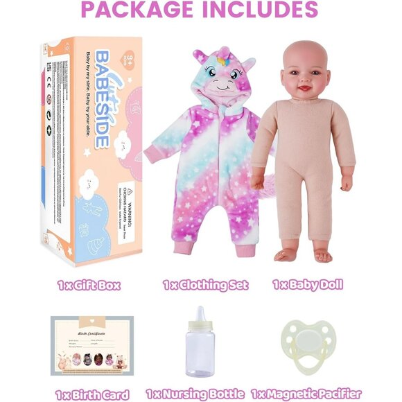 17 Inch Realistic Baby Doll Soft Body with Accessories for Girls Age 3 Up Gift - Picture 6 of 9